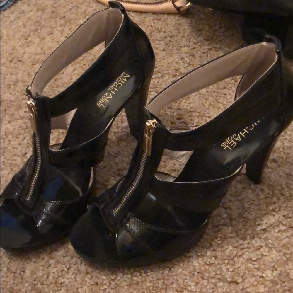 Black zip up MK heels